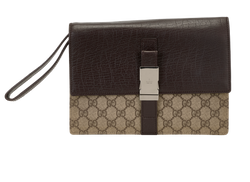 GG Clutch, Leather/Canvas, Brown/Beige, 002122, 2*